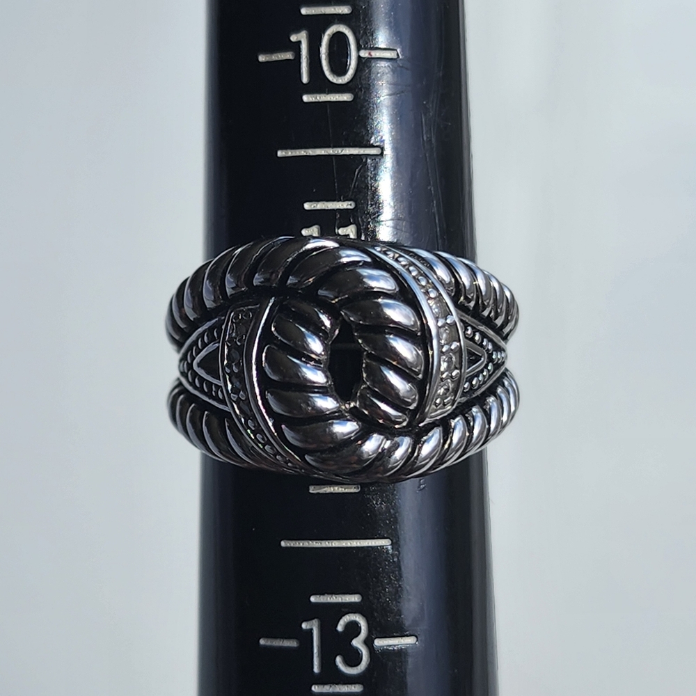 Premier Designs "Bound Together" faux rhodium plated unisex ring size 11.5 nwot - Picture 11 of 12
